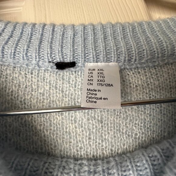 H&M Light Blue Gingham Knitted Sweater Dress Size XXL - Picture 2 of 4